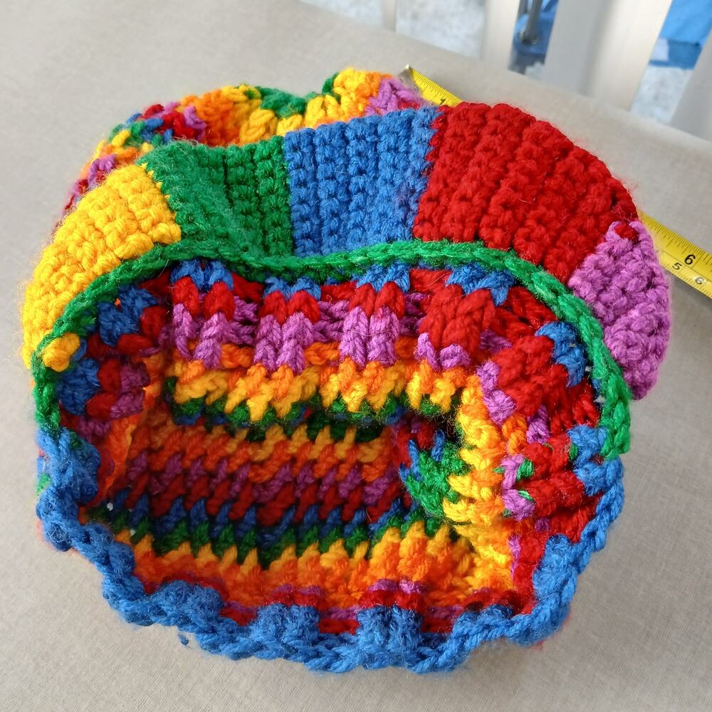 Rainbow Slouchy with a Brim OSFM handmade crochet newsboy premade Pride kidcore - Picture 8 of 8